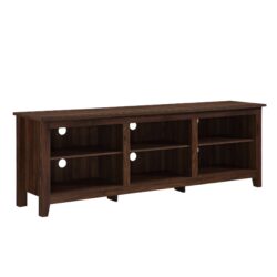 Modern Transitional 3 Shelf Open Storage 70" TV Stand For 80" TVs - Dark Walnut