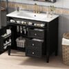 Bathroom Vanity With Top Sink, Modern Bathroom Storage Cabinet, 2 Drawers And A Tip-Out Drawer, Single Sink Bathroom Vanity - Black - Image 24