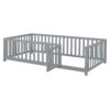 Twin Size Daybed With Fence Guardrails And 2 Drawers, Split Into Independent Floor Bed & Daybed - Gray - Image 8