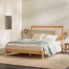 Mid-Century Modern Solid Wood Queen Spindle Bed - Natural Pine - Image 3