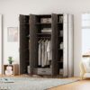 Contemporary 4 Door Wardrobe With 1 Drawer And Top Cabinet - Gray - Image 7