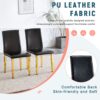 (Set of 4) Backrest Chairs With Gold Metal Legs A Perfect Pairing, Ideal For Minimalist And Modern Home Decor Styles - Black / Gold - Image 6
