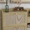 Natural Bohemia Style Shoe Cabinet, Shoe Rack Cabinet With 3 Rattan Flip Drawers, 3 Square Shelves And 1 Storage Drawer, Shoe Organizer With Mulit Storage Space And Hooks For Hallway, Entryway - Natural - Image 16