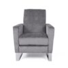 Bolt - Upholstered Recliner Chair With Stainless Steel Base - Gray / Chrome - Image 4