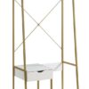 Metal Clothes Rack Open Wardrobe Free Standing With One Drawer Hanging Clothes Rod - White / Gold Metal - Image 4