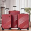 3 Piece Luggage Sets Lightweight Suitcase With Two Hooks, Spinner Wheels, (20/24/28) - Red - Image 2