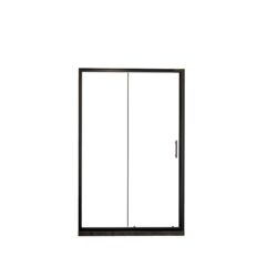 Single Sliding Shower Door, Thick Clear Tempered Glass Shower Door With Stainless Steel Handle - Black
