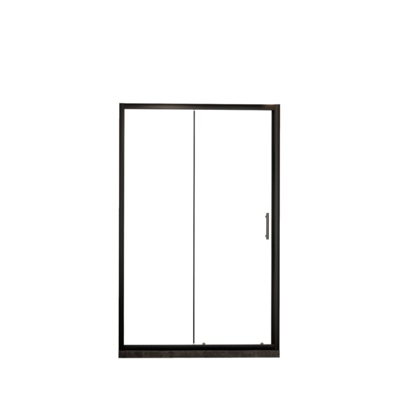 Single Sliding Shower Door, Thick Clear Tempered Glass Shower Door With Stainless Steel Handle - Black