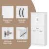 Modern Bathroom Storage Cabinet With 2 Laundry Baskets, 1 Drawer, Adjustable Shelf - White - Image 7