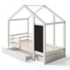 Twin House Bed With Blackboard And Drawers, 2 Assembly Options - White - Image 5