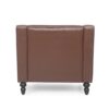 Contemporary Club Chair With Button Tufting And Birch Wood Legs - Dark Brown - Image 9