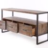 Reclaimed Wood Media TV Console Table With 3 Drarwer, Open Shelf - Antique Gray - Image 5