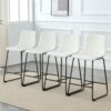 (Set of 2) Modern Minimalist Style Material Bar Stools, Suitable For Kitchen, Bar And Modern Home Design - White - Image 7