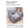 360 Degree Swivel Armchair Cotton Linen Skin - Friendly Fabric Ergonomic Design Brass Nail Decorative Armchair Living Room Chairs Bedroom Chairs Living Room Chairs Black Legs Suitable For Indoor Homes - Gray - Image 6