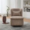 Modern Cushioned Armless Metal Base 360 Degree Swivel Chair With Pillow, Suitable For Living Room, Family Room, Bedroom, Lounge Area, Office - Taupe - Image 4