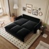 Pull Out Sofa Bed, 3 Seat Convertible Sleeper Sofa With 2 In 1 Pillow And Blanket Set Multifunctional Velvet Loveseat Bed - Black - Image 5