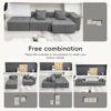 3 Piece Free Combination L Shaped Modular Sectional, Minimalist Floor Couch Set, Convertible Foam Filled Cloud Compressed Couch For Living Room - Gray - Image 21