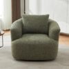 360° Swivel Chair, Chenille Upholstered Barrel Sofa Chair With Throw Pillow, For Living Room, Office - Green - Image 7