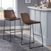 Barstool With Upholstery And Foot Rail - Vintage Brown - Image 7