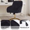 Adjustable Office Chair, Ergonomic Swivel Chair Velvet, Comfortable For Long Sitting - Black - Image 14