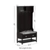 3 In 1 Wooden Hallway Hall Tree With Storage Drawers, Coat Rack, Shoe Rack Bench, And Cushion - Amber Graphite / Black - Image 3