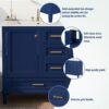 Bathroom Vanity, Modern Bathroom Cabinet With Sink Combo Set, Bathroom Storage Cabinet With A Soft Closing Door And 3 Drawers, Solid Wood Frame - Blue - Image 5