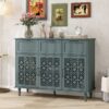 3 Door 3 Drawer Cabinet, American Furniture, Suitable For Bedroom, Living Room, Study - Dark Green - Image 4