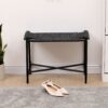 Handwoven Paper Rope Foot Rest Shoes Stools Ottomans For Entryway, Living Room, Bedroom & Office - Black - Image 7