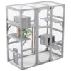 Outdoor Cat House, Diy Cat Enclosure Catio With Double Enter Doors - Light Gray - Image 11