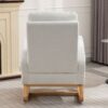 Accent Rocking Chair With Footrest High Back Rubber Wood Rocking Legs Bedroom Living Space - White - Image 3