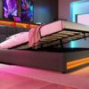 Full Size Upholstered Platform Bed With A Hydraulic Storage System, LED And USB Charging (Without Mattress) - Gray - Image 13