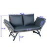 1 Pieces Patio Wicker Side Foldable Bench Patio Backyard Conversation Bench Gray Wicker - Dark Gray - Image 3