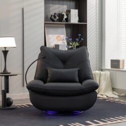 270 Swivel Glider Recliner Chair, Power Recliner Rocking Chair, USB Port Charge For Nursery Chair With Atmosphere Lamp For Living Room Bedroom Apartment - Black