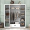4 Door Wardrobe With 1 Drawer - White - Image 8