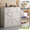 Modern Wooden Freestanding Trash Cabinet With Quick Installation And Deodorising Function - White - Image 6