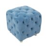 Modern Velvet Upholstered Ottoman, Exquisite Small End Table, Soft Foot Stool, Dressing Makeup Chair, Comfortable Seat For Living Room, Bedroom, Entrance - Blue - Image 9