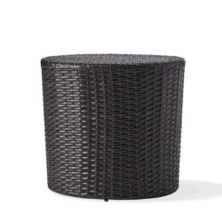 Barrel Side Table With Handcrafted Details - Brown