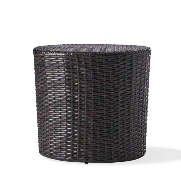 Barrel Side Table With Handcrafted Details - Brown