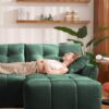 Ergonomic Single Seater Sofa With Ottoman, High Resilience Support Cushions, Modern Lounge Chair - Green - Image 10