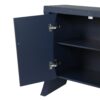 Refined Industrial 4 Door Credenza With Wooden Arc Legs & Bronze Clasps, Advanced Storage Design - Navy Blue - Image 8