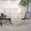 Modern Wool Rope Square Pouf Ottoman Floor Cushion - Gray / Ivory - Image 3