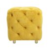 Modern Velvet Upholstered Ottoman, Exquisite Small End Table, Soft Foot Stool, Dressing Makeup Chair, Comfortable Seat For Living Room, Bedroom, Entrance - Yellow - Image 9