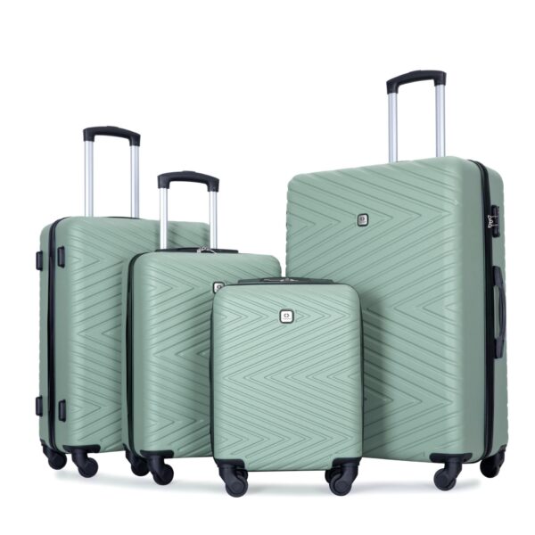 Luggage 4 Piece Lightweight Suitcase With Rotating Wheels, 24" And 28" With Tsa Lock, (16/20/24/28) - Olive Green