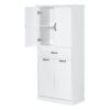 Modern Bathroom Storage Cabinet With 2 Laundry Baskets, 1 Drawer, Adjustable Shelf - White - Image 14