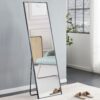 Aluminum Frame Minimalist Mirror, Bathroom Bedroom Wall Mirror, Elevating Contemporary Interiors, Can Be Wall Mounted Or Opened As A Standing Mirror - Black - Image 9