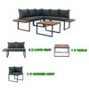 4 Piece L-Shaped Patio Wicker Outdoor 5 Seater Sectional Sofa Seating Group Conversation Sets With Side Table & Cushions - Dark Gray - Image 19