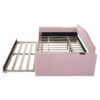 Full Size Upholstered Daybed With Storage Armrests, Trundle And Latest Integrated Bluetooth Audio System, Teddy Fleece - Pink - Image 5