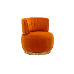 360 Degree Swivel Cuddle Barrel Accent Sofa Chair, Fluffy Round Armchair - Orange