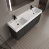Deluxe 60" Freestanding Bathroom Vanity With Resin Double Sink - Dark Oak - Image 8