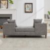 Chenille Upholstered Chaise Lounge With Nailheads And Rubberwood Legs, Wide Sleeper Sofa With 4 Throw Pillows & 2 Bolsters - Gray - Image 6